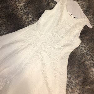 White Mini Dress with Rose Detailing
